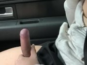 Trans jacking off in truck