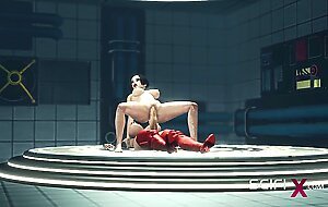 Female doctor wants a big hard dick. A sexy brunette gets fucked by a sex cyborg in the sci-fi lab