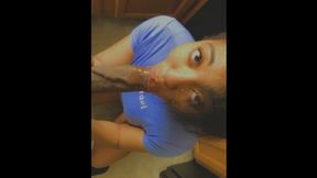 Cutie's eager mouth wraps BBC's thick shaft in sloppy throat-fucking delight