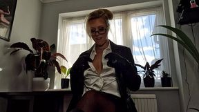petite milf in leather gives you joi