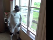 Wetsuit fun in hotel room