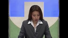 Oriental newsreader covered in hot Japanese bukkake