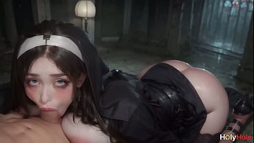 Sexy nun was fucked by my fat cock! She is a real horny bitch![AI]