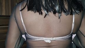 Sexy Vintage Satin and Lace Bra and Sheer Black Dress