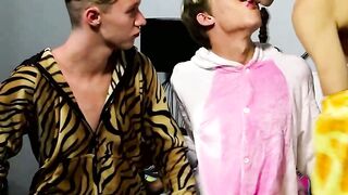 SLEEPOVER SQUADS GO WILD! 3 Helpless Cuties Get POSSESSED in Epic Threesome Frenzy!