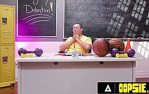 OOPSIE - College Coach Disciplines Busty Trans Students With SUPER HOT Detention Threesome!