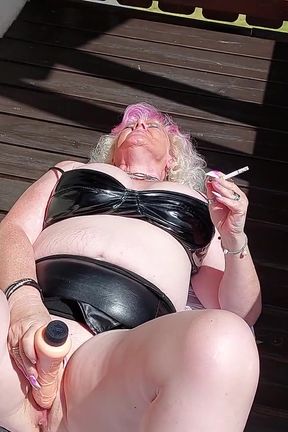 BBW German Granny Smokes and Puts a Vibrator in Her Pussy!