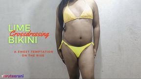 LIME BIKINI PART 1 - SOLO TRANS SHOWING BIG ASS