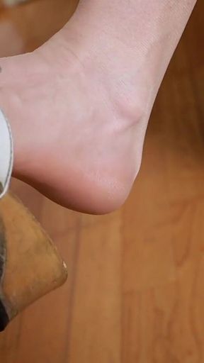 Slow Heel Dangling Asmr - Wooden Clogs, Soft Nylon Sounds