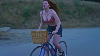 Redhead Annalise Basso big tits bicycle ride in Furlong (2017)