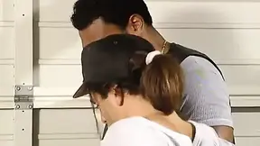 German milf and her friends get double fucked in the car garage by a black stud