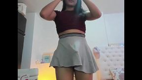 upskirt shemale wanker masturbating and cumming liquids
