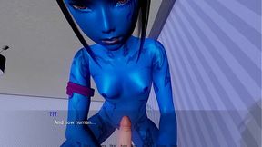 Scary & Slutty Blue Demon Rides Big COCK- Bound By Lust- Game