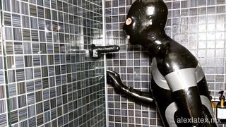 Insane spandex douche T1, throating and tugging off - Alex Spandex