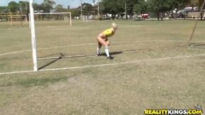 Molly Cavalli and Tiffany Tyler play football