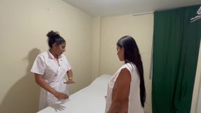 Lesbian masseuse has passionate lesbian sex with her client