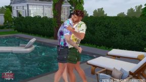 Daddy fuck poolside while wives are away sims 4 gay anal rough