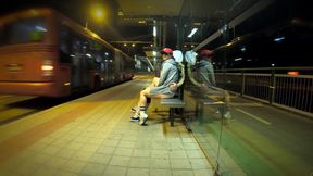 Really Risky Sex at a Bus Stop with a Young Stepsis That Ends with an Orgasm and a Cumshot