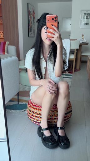Tiny teen shows off her tits on OnlyFans