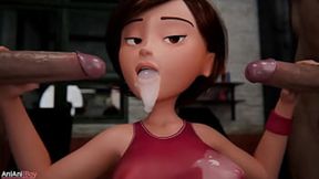Filthy EXPERIENCED ONE Helen Parr gets a deepthroat blowjob and a creampie