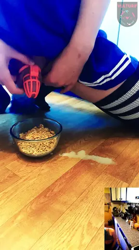 Vulturif releases his milk enema in his cereals