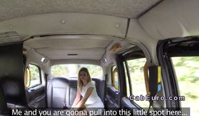 Slim blonde gets fucked in fake taxi