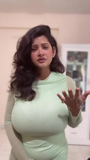 Clothed Indian GF shows off big tits