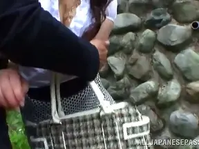 Sexy Asian Beauty Enjoying Outdoor Threesome Action With Two Guys