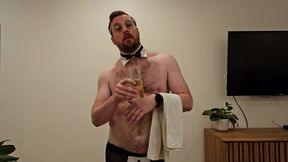 POINT OF VIEW of fledgling fellow toying butler and slapping himself for you