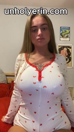 Scottish horny teen alone in her room fingering her tight pussy