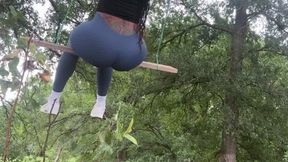 Backside Bliss: Ebony Temptress on the Swing VOYUER BIG BUTT EBONY