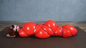 Inflatable red bondage and rope bondage with gag