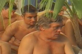 Cute brunette French babe plays with dildo and enjoys bukakke