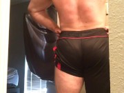 Big Bodybuilder Flex Tease In Bathroom