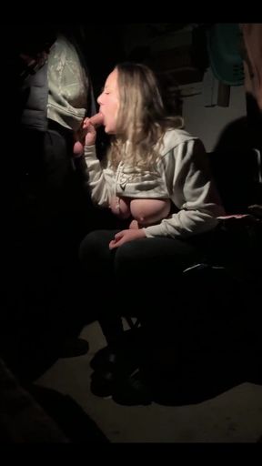 Sneaky MILF Sucks Cock in the Garage