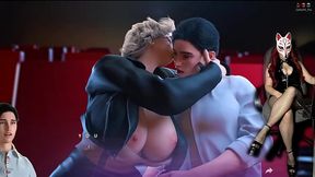 Busty MILF teases in public while watching a movie