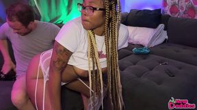 ebony teen milf amateur fucks white cock & thick facial