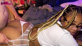 ebony teen milf amateur fucks white cock & thick facial