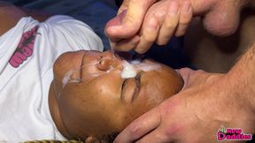 ebony teen milf amateur fucks white cock & thick facial