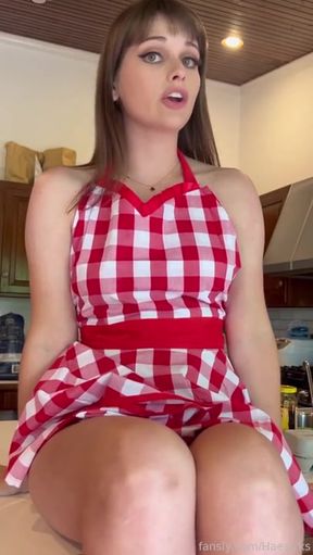 Red and white checkered apron