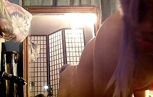 Purple haired femboi takes 8 inch Black Cock