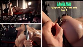 Atomic Girl has a Hard chest workout on the Bench Press - Muscle Girl BDSM Training for Belly BellyButton ABS Fetish Lovers