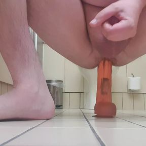 Squat on toy and cum