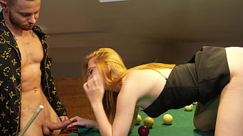 ON THE BILLIARD TABLE, A JUICY BEAUTY WAS GETTING PUNCHED IN THE HOLES