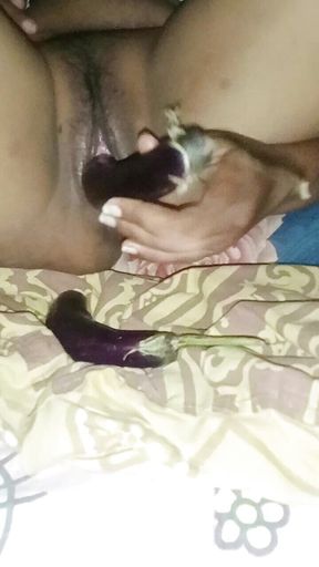 Indian Wife Eggplant Masturbation