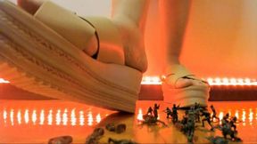 Crushing toy soldiers with my huge feet 1080HD