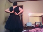 Crossdresser stripping to jerk