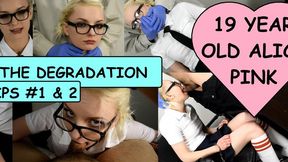 TEENAGER Alice Pink Degradation CLIPS #1-2 by Creepy, dirty, old man USES Hand over MOUTH Smother