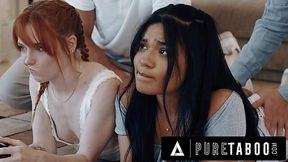 The old men are putting their dicks into the slit of their stepdaughters