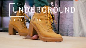 Ruined orgasm, Perfect shoejob with Timberland high-heels by Rossi